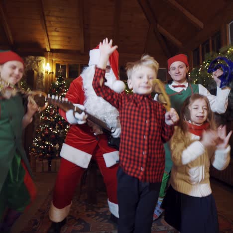kids having fun with santa claus