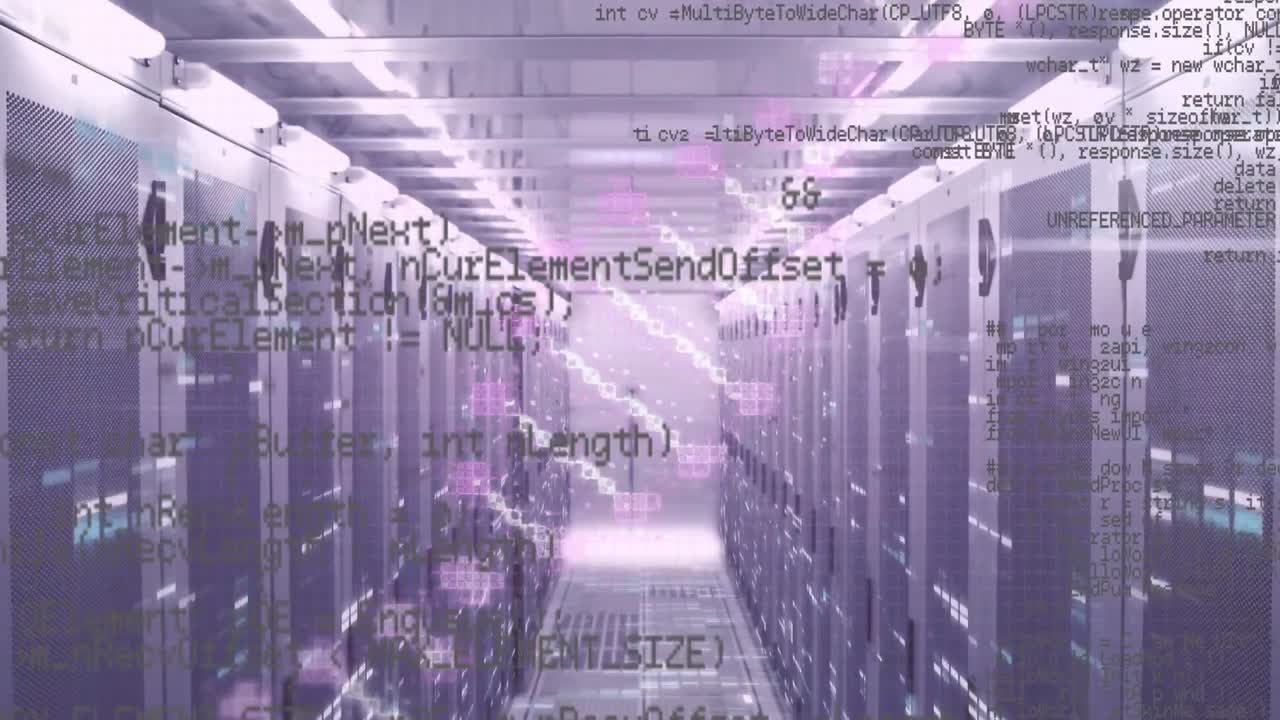 Animation of dna strand and data processing over computer servers