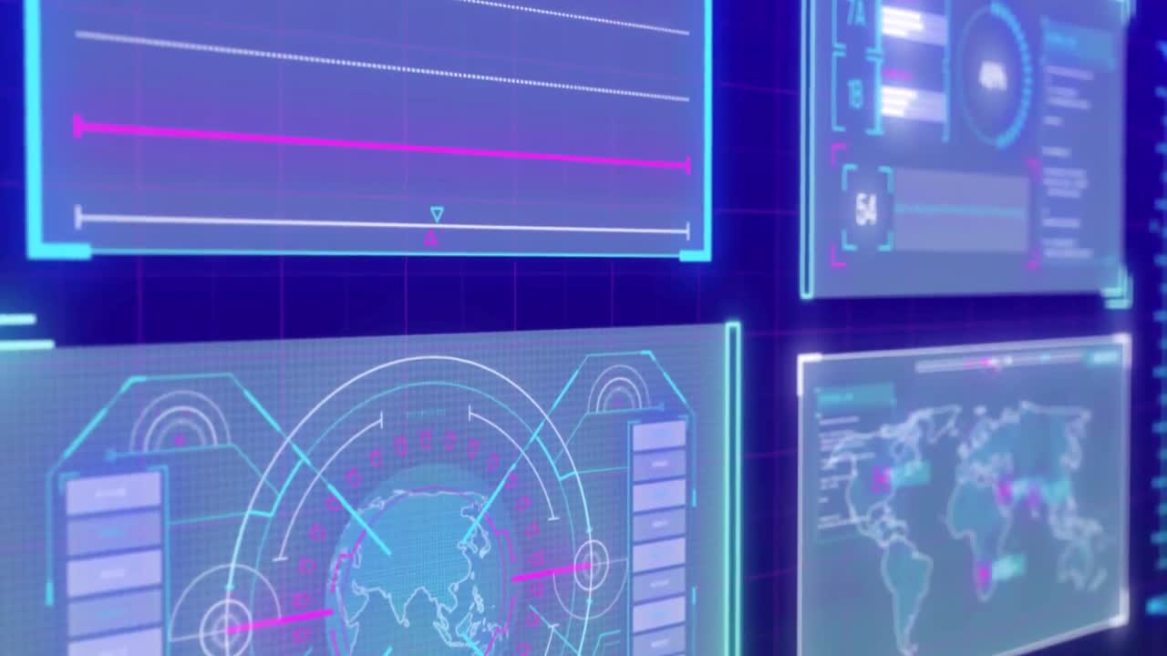 파란색 배경에 있는 데이터 처리의 애니메이션