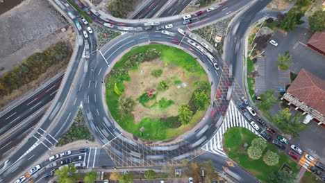 santiago de chile roundabout in vitacura morning rush time lapse