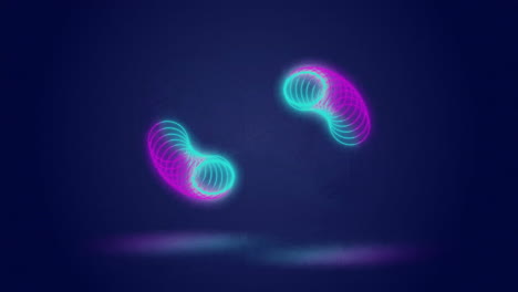 Animation of glowing neon circles moving over black background