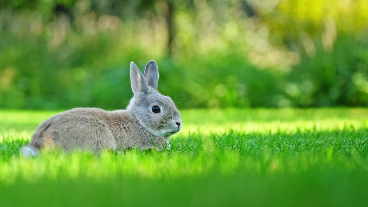 un conejo bebé adorable en un prado verde