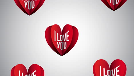 tarjeta animada del día de san valentín con patrón de corazones
