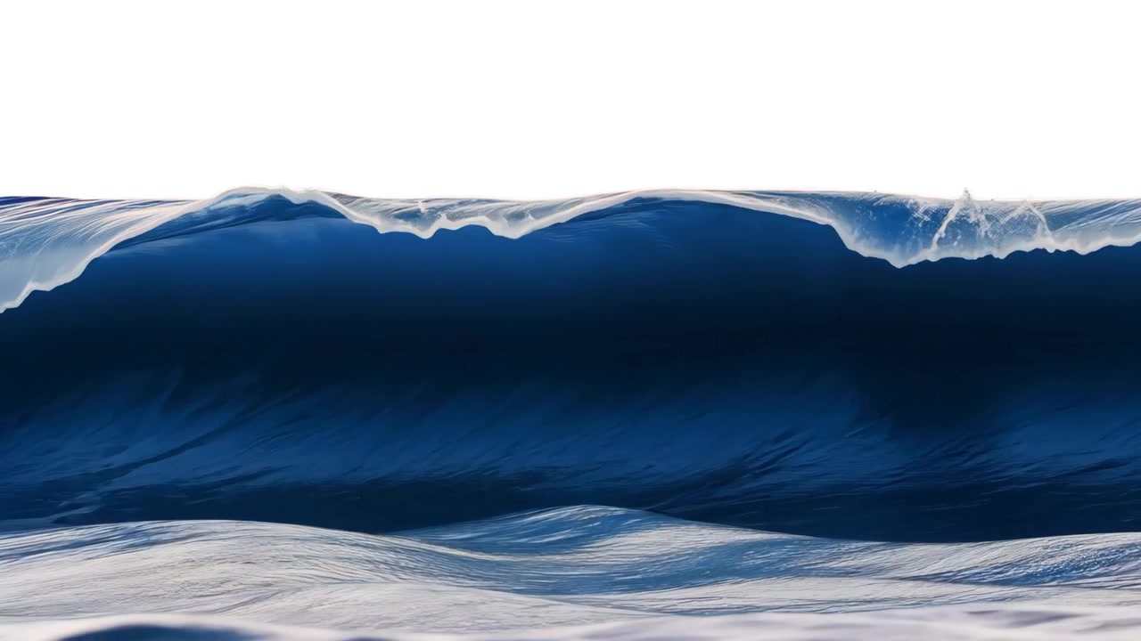 Majestic frozen ocean wave animation isolated asset, transparent 4K video, alpha channel, ProRes