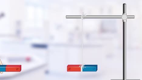 imanes de barra que interactúan en una configuración de laboratorio