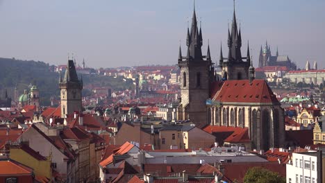 high angle view over the rooftops of prague czech republic
