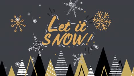 Animación-Del-Texto-Let-It-Snow-Sobre-Abetos-En-Navidad