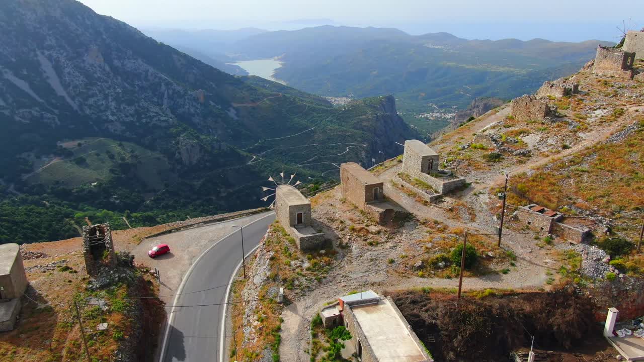 Aerial drone view of the former ancient fortress and leper colony island of Spingalonga