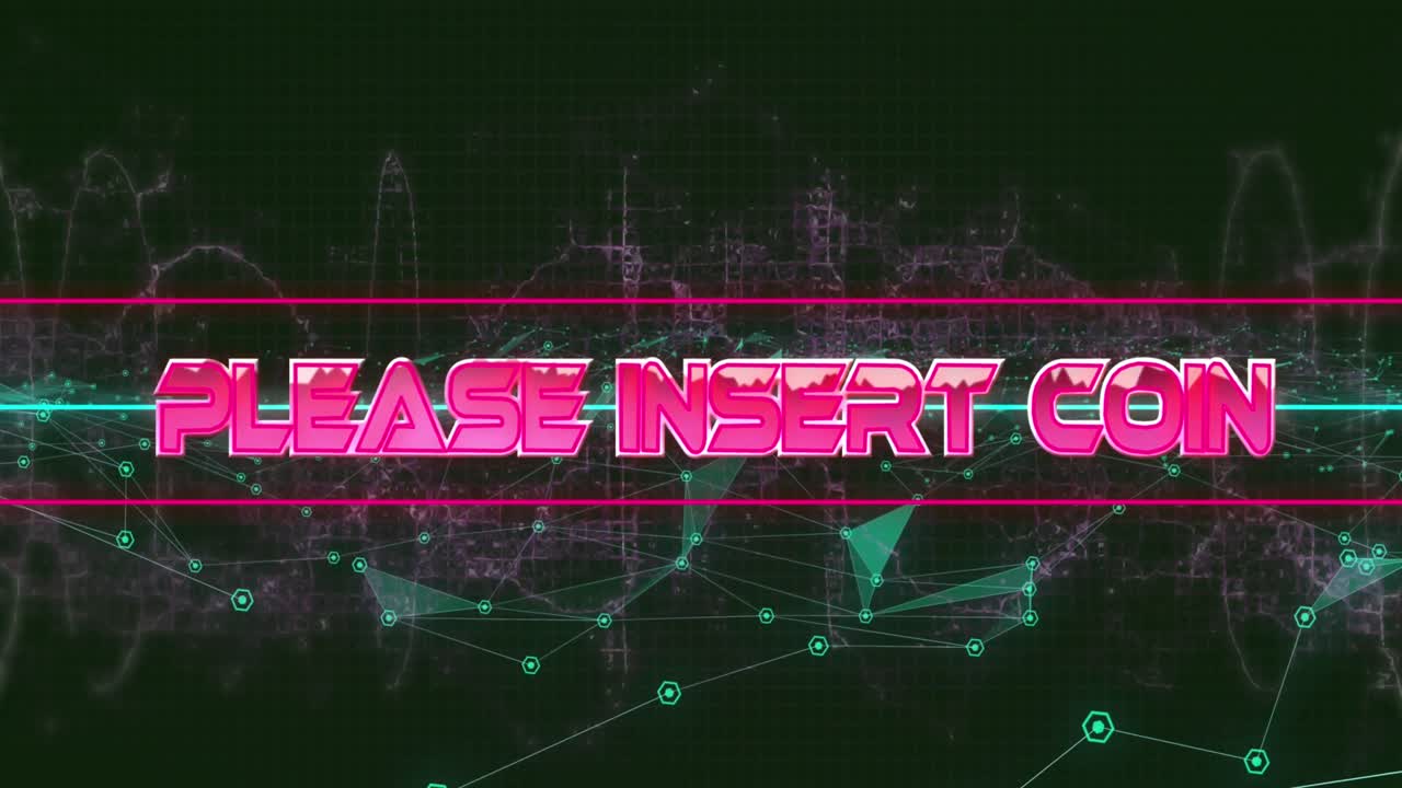 검은 바탕에 플렉서스 네트워크에서 동전 텍스트 배너를 입하십시오.