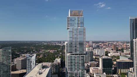 rotating slowly around the luxurious independent residential tower in austin texas