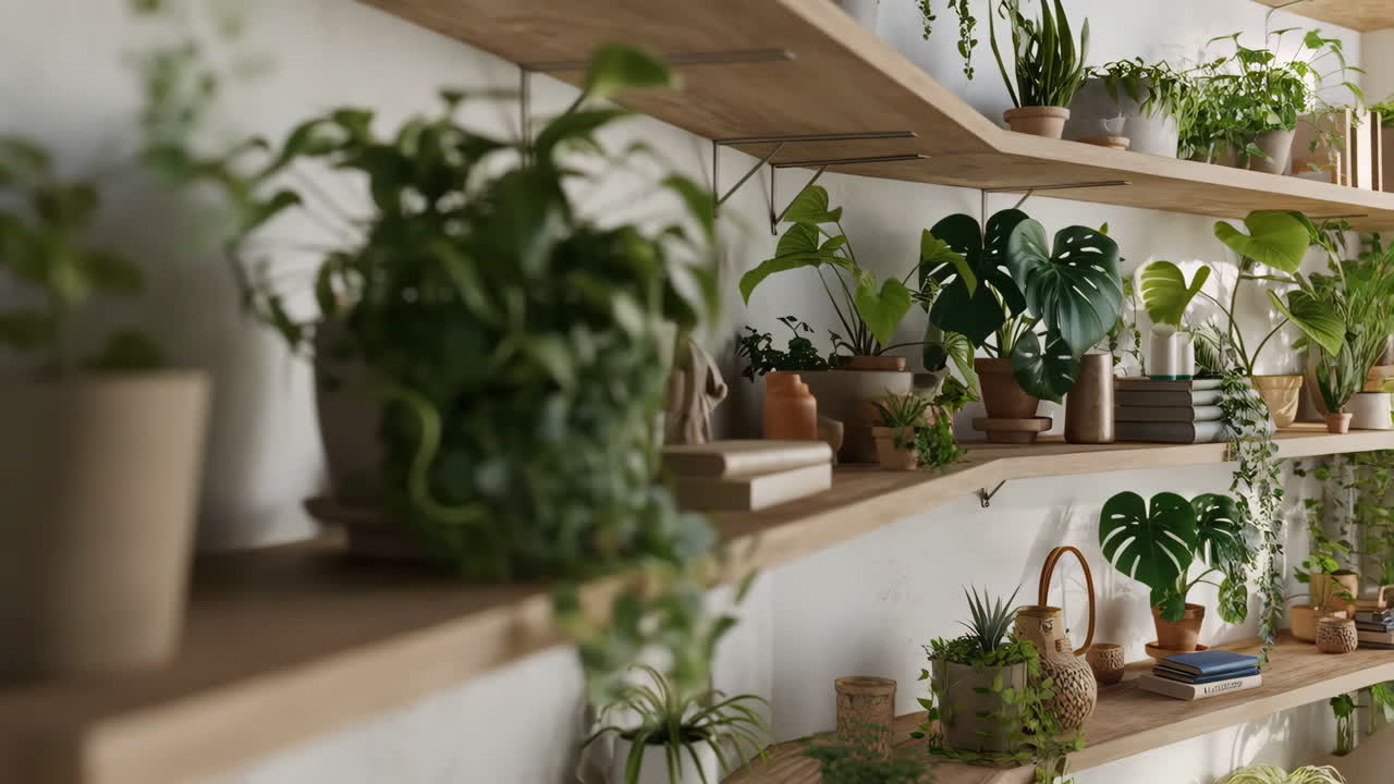 Indoor Plants on Shelves