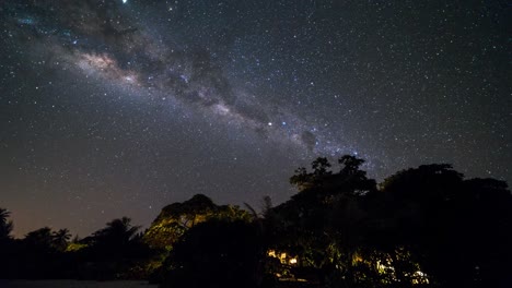 Timelapse-of-milky-way-in-Moorea,-slider-shot