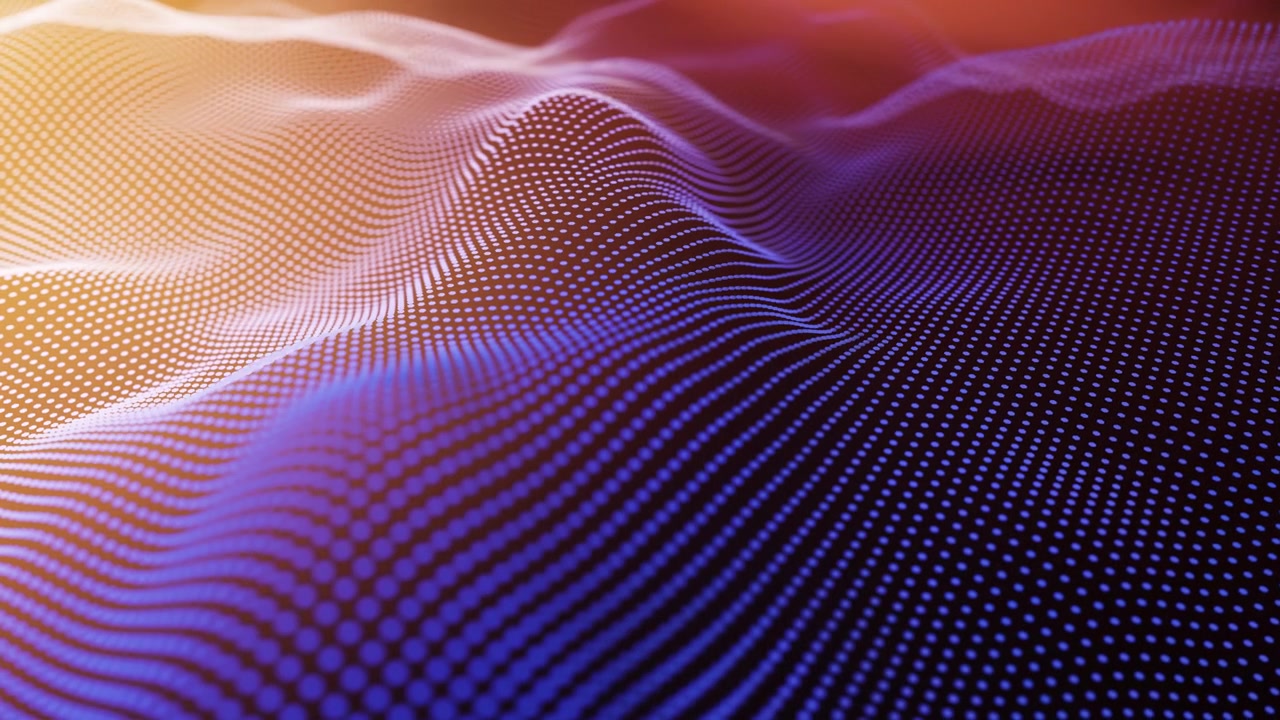 Abstract Digital Wave of Glowing Particles in Motion