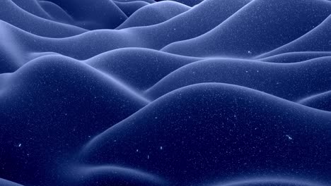stylish festive black bg. fantastical abstract looped background, waves move on glossy surface like landscape made of liquid blue wax with sparkles. beautiful soft background with smooth animation 4k
