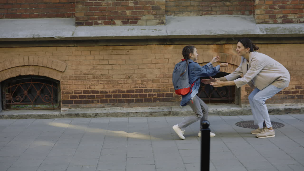 Mother and daughter at school