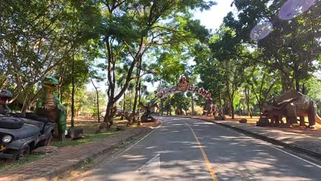 dinosaur park entrance and roadway view