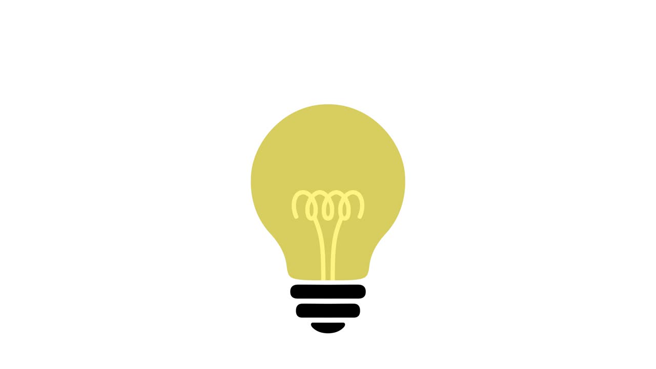 Lamp bulb turns on and off, blink, simple flat icon, Three colors – yellow, red, green. Animated idea sign, cartoon icon.