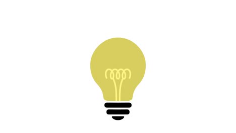 lamp bulb turns on and off, blink, simple flat icon, three colors – yellow, red, green. animated idea sign, cartoon icon.