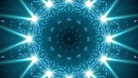 un patrón caleidoscópico brillante y expresivo sobre un fondo oscuro.