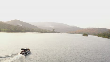 cruise boat with people on river