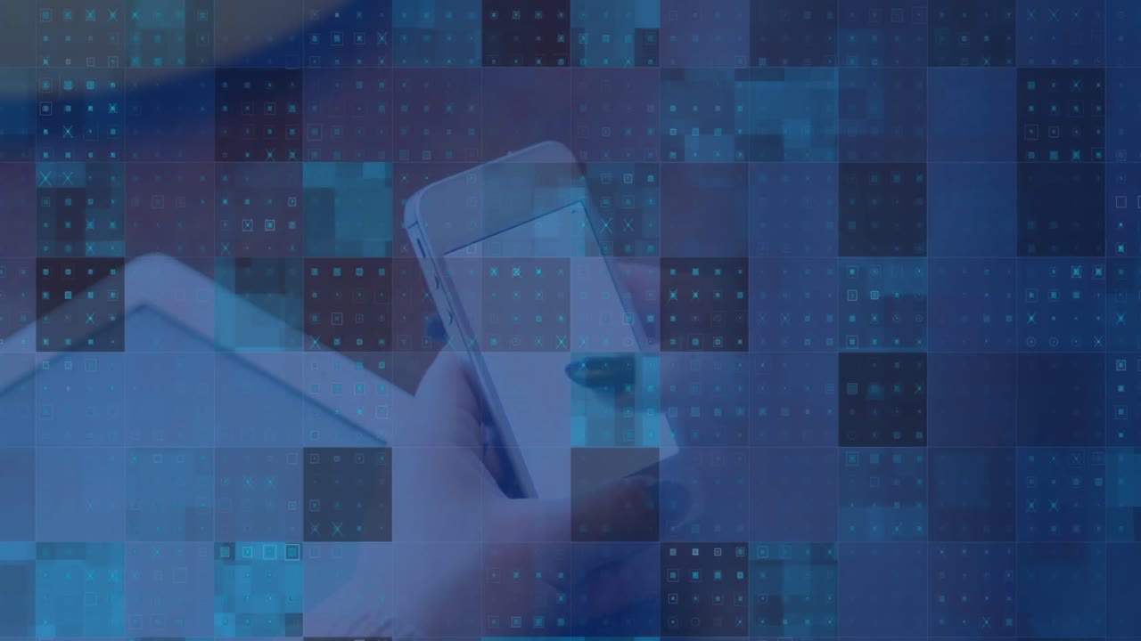 스마트 폰을 사용하여 손으로 데이터 처리의 애니메이션