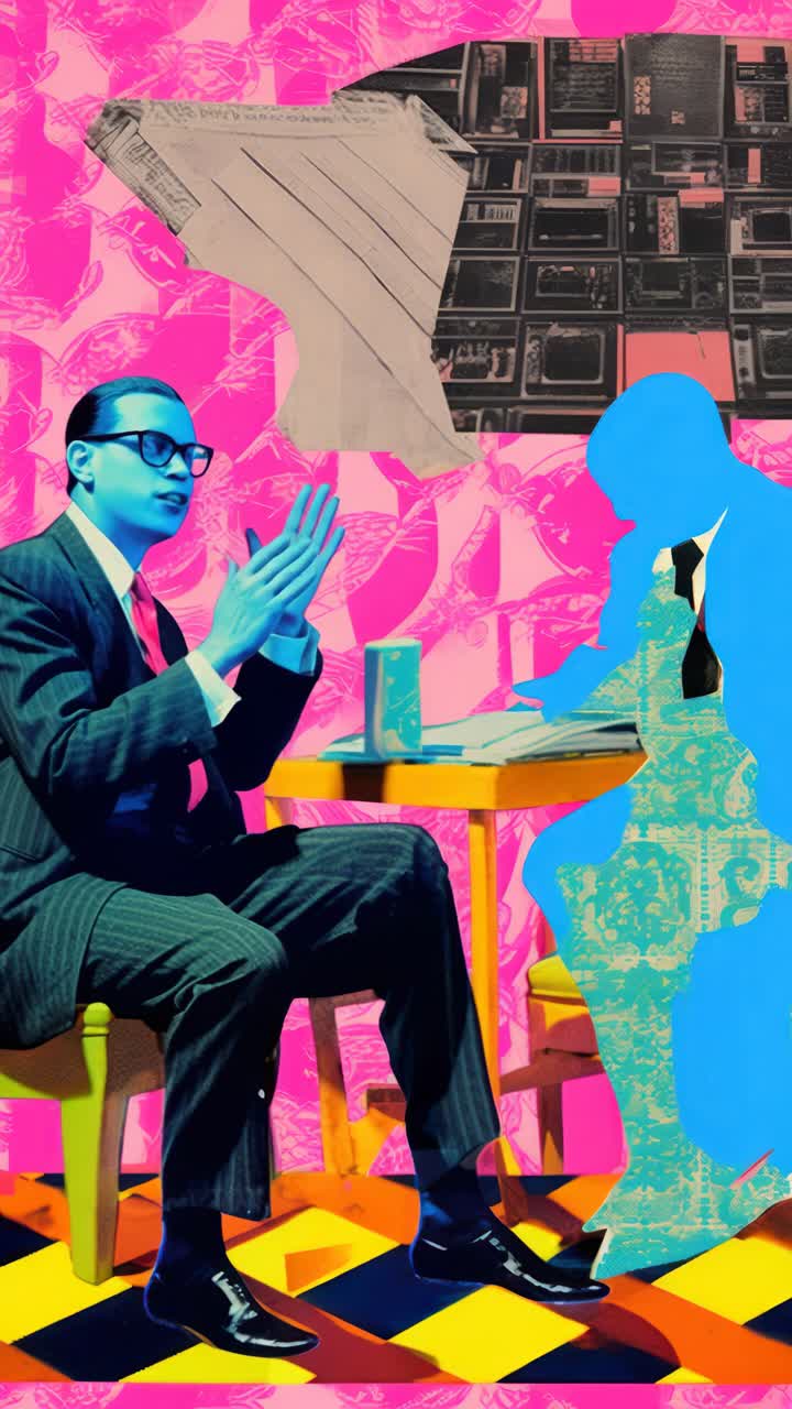 Vibrant pop art style video concept with a low-angle view
