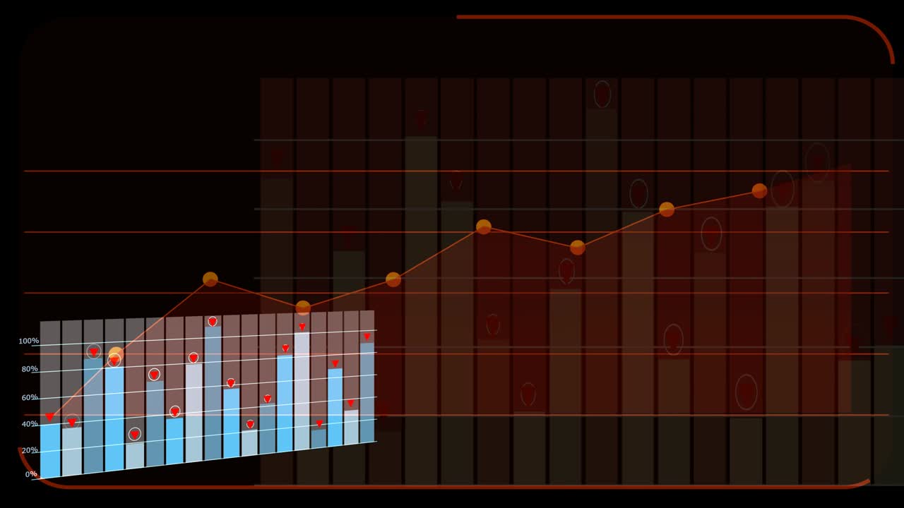Infograph and radar point analysis and change two step on black screen