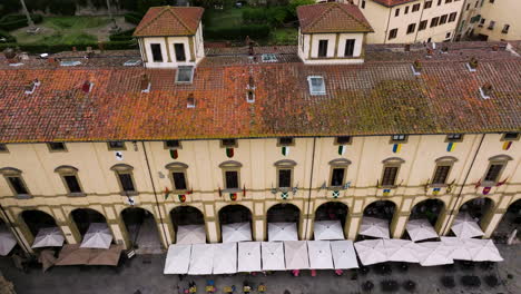 historical buildings in the city square of arezzo, tuscany, italy