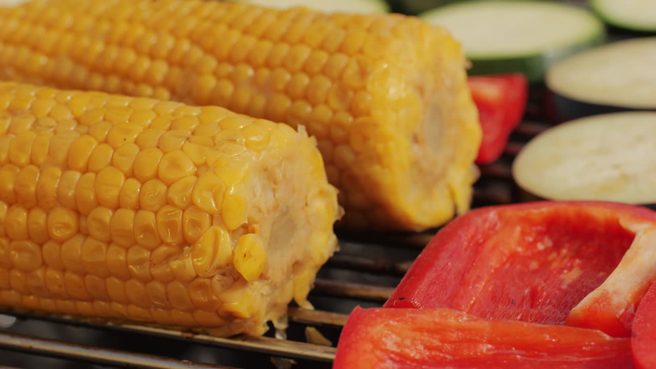 Grilled Corn and Vegetables on a BBQ