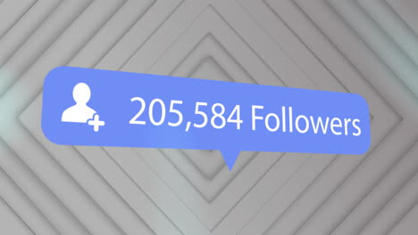 animation of icon and followers text over grey background