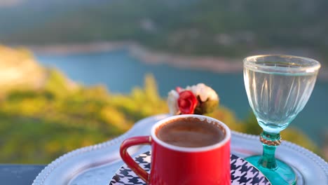 turkish coffee with a mountain view