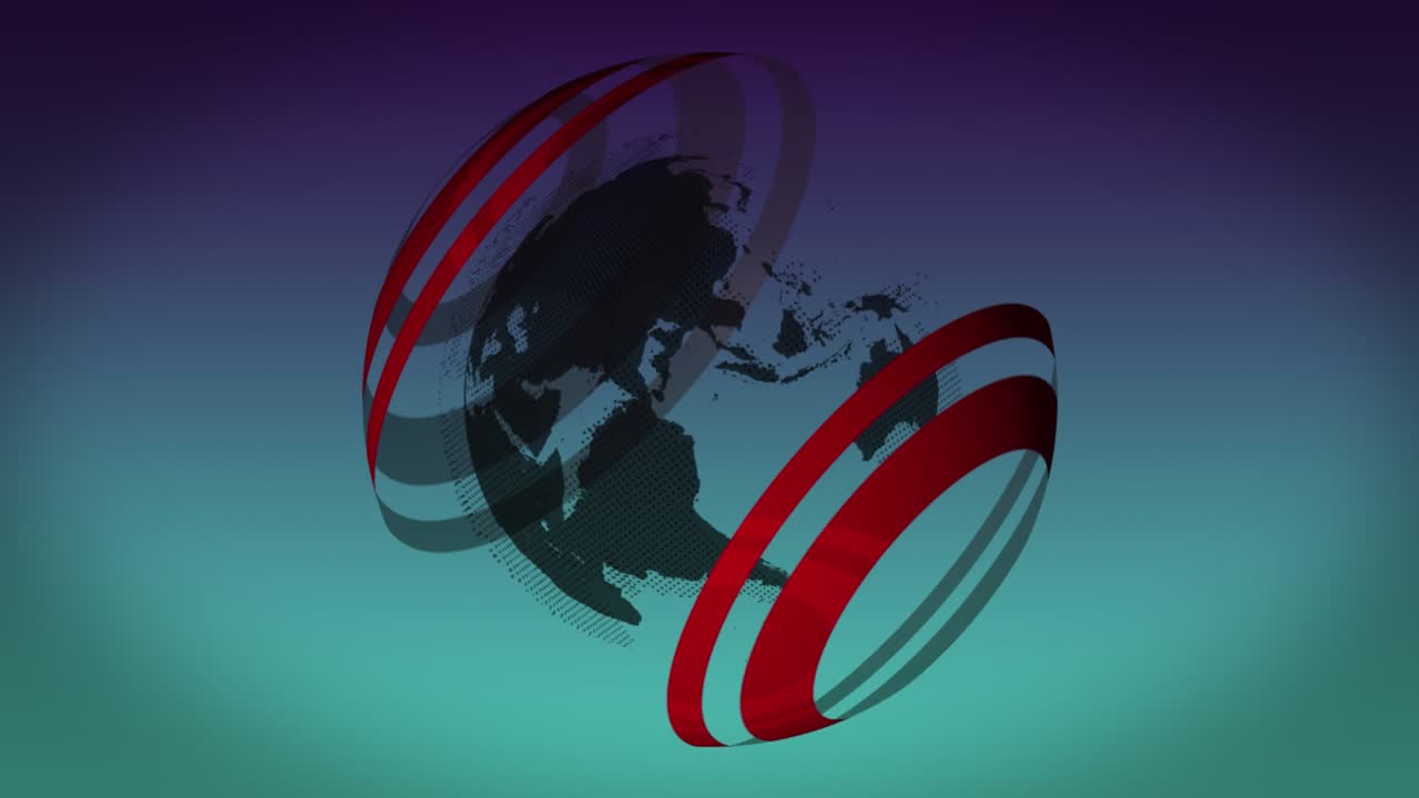 Animation af en globus over blå baggrund