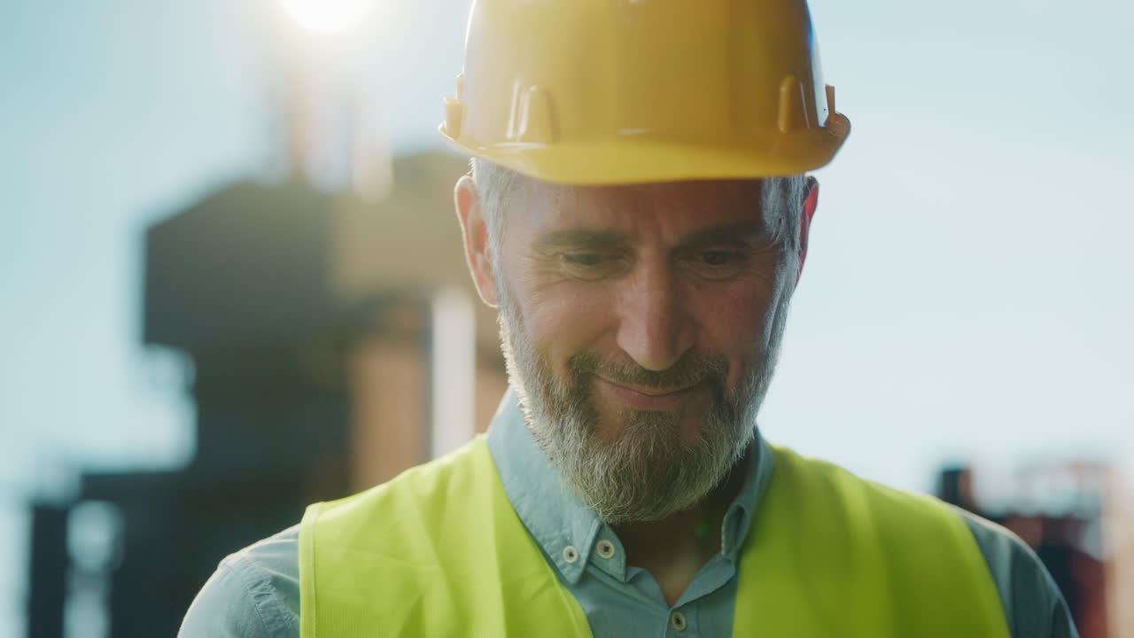 Close-up of a Professional Construction Worker on Site