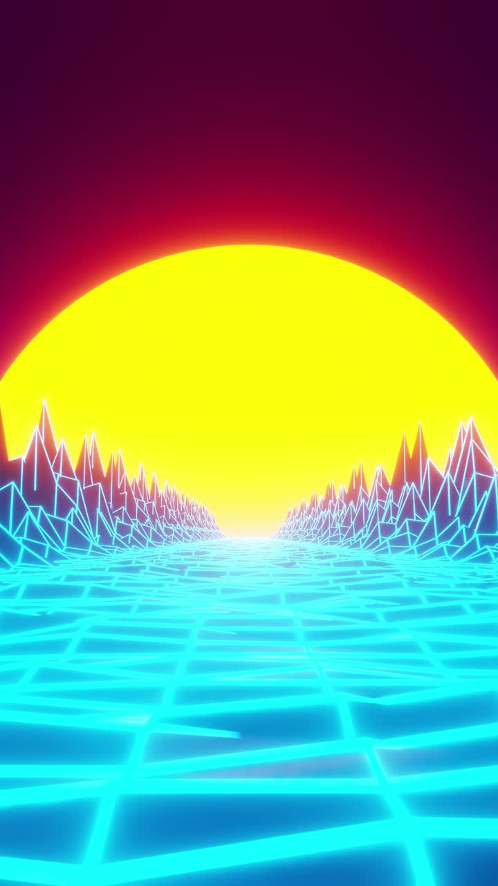 animación 3d abstracta de los años 80 con fondo de vídeo en bucle vertical.