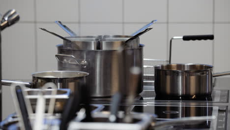 cookware in a restaurant kitchen