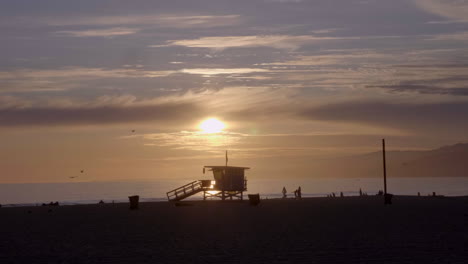 sunset view from santa monica beach, los angeles, california