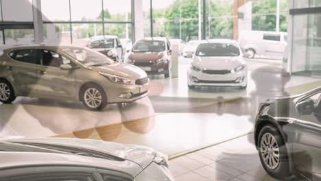 animación digital de los coches expuestos en la sala de exposición 4k