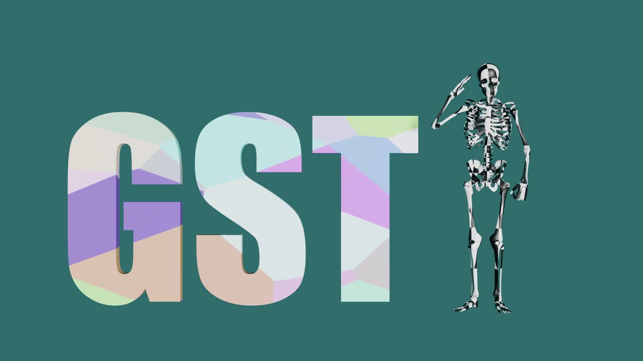 Cartoon skeleton salute for GST