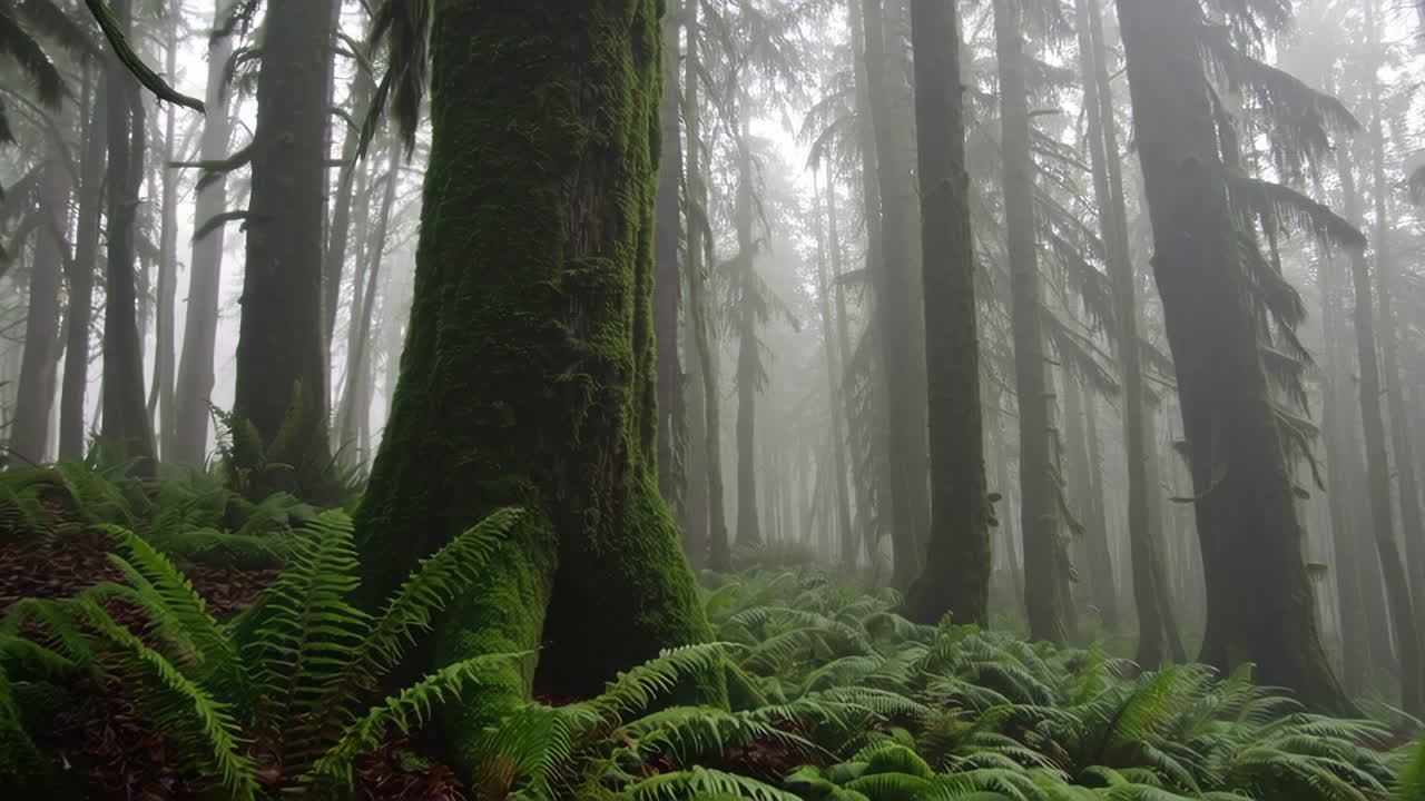 Misty Rainforest Forest Scene