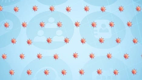 animation of virus cells over medical icons