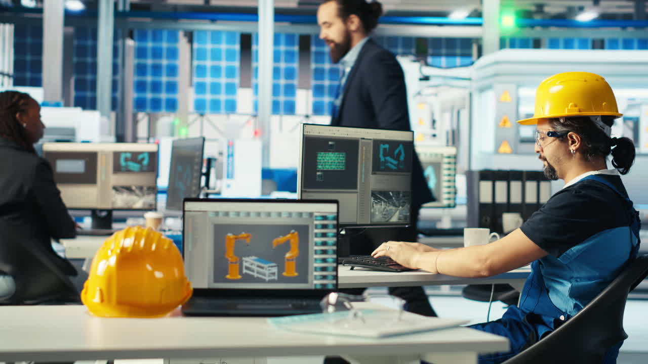 Photovoltaics factory specialist building models of renewable energy generators