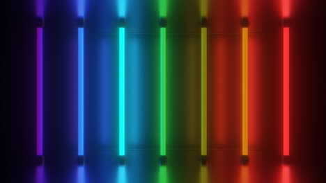 retro arco iris luces de neón tubos brillan reflexiones brillantes futuristas - animación de fondo de movimiento de bucle sin costuras de 4k