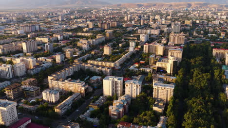 Bishkek City And Capital With High-rise City Buildings In Kyrgyzstan. - aerial shot