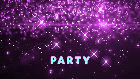 animation of party text over pink spots and stars