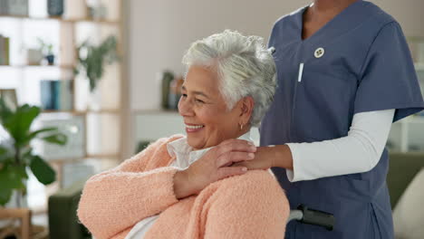 elderly woman in wheelchair with caregiver