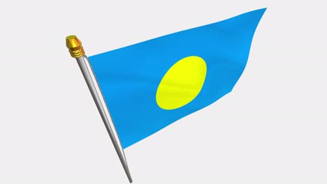 vídeo de bucle de la bandera de palau revoloteando en el viento, vídeo en cámara lenta de 4k, con canal alfa