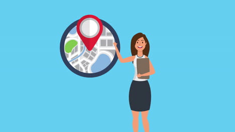 mujer con aplicación de tecnología gps
