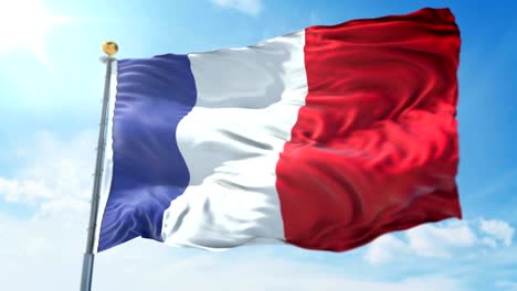 bandera de francia bucle sin costuras vídeo de renderización 3d. hermoso bucle de tela textil agitando