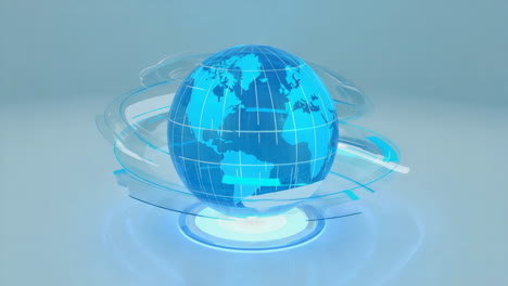 Futuristic Digital Globe with Swirling Rings