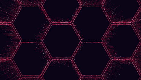 Futuristic-neon-hexagons-pattern-with-small-motion-dots-and-lines